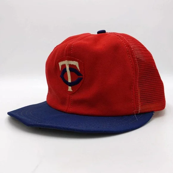 Vintage Minnesota Twins Snapback Trucker Hat Mesh Patch Logo MLB Cap 70s USA